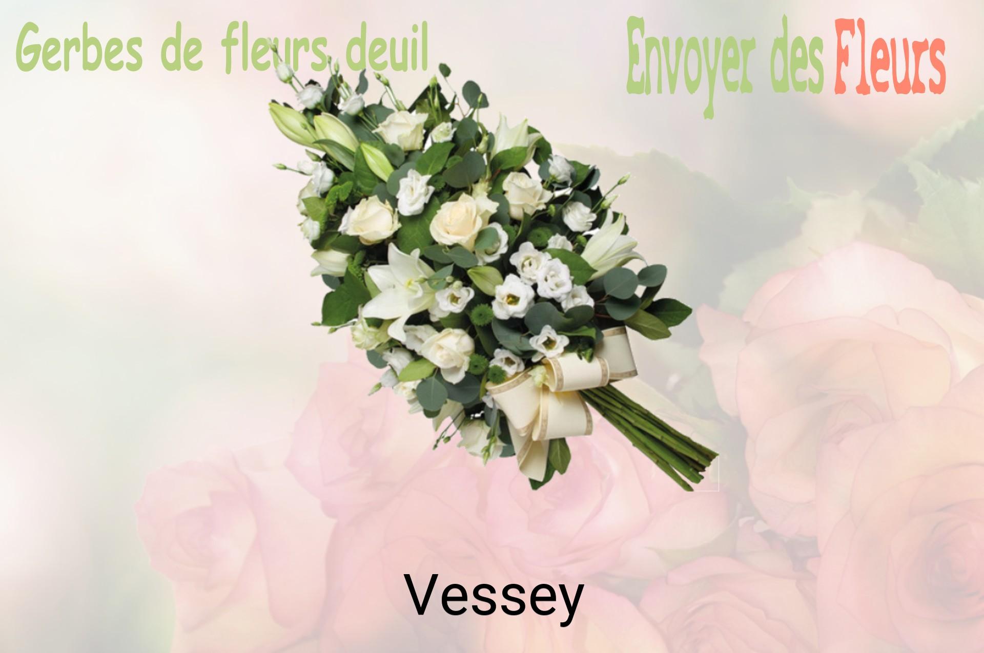 Gerbe de fleurs de deuil livrée à Vessey